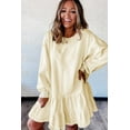 thumbnail image 3 of Stylish Beige Long Sleeve Mini Dress with Ruffle Hem - Perfect for Daily Wear, L, 3 of 12