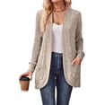 thumbnail image 3 of Cárdigan para Mujer, Suéter de Larga con Abertura Frontal y Bolsillos para Otoño e Invierno. Albaricoque XL, 3 of 8