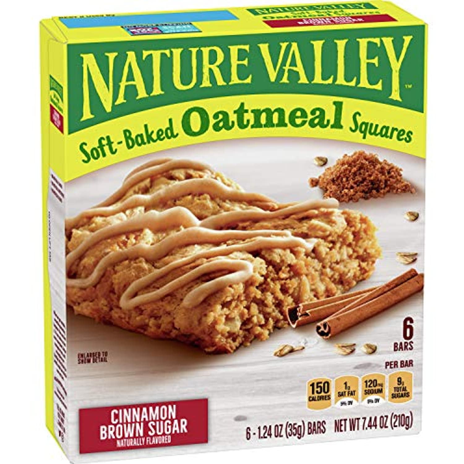 Nature Valley Soft-Baked Oatmeal Squares, Cinnamon Brown Sugar, 7.44 Oz, 6 Ct
