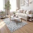 thumbnail image 3 of Lahome Decor 4'x6' Washable Rug for Bedroom, Vintage Area Rug for Living room, Indoor Soft Distressed Floral Throw Rugs Non-Slip Backing for Entryway Farmhouse Kitchen Kids Playroom,Light Grey, 3 of 8