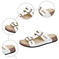 thumbnail image 7 of Slide Sandals Women Comfy Cork Footbed Orthopedic Slippers Fashion Cutout Splice Leather Slip on Flat Beach Shoes White Size 9, 7 of 7