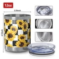 thumbnail image 3 of 12oz Tumblers Black White Checker Sunflower Pattern Vacuum Insulated Stainless Steel Travel Tumbler Cups Mug with Lid and Straw for Beer,Coffee,Beverages with Cleaning Brush for Cold & Hot Drinks, 3 of 5