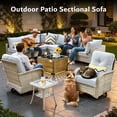 thumbnail image 3 of Vcatnet Outdoor Furniture 10 Pieces Patio Conversation Set All-Weather Rattan Wicker Outdoor Sectionals with Swivel Rocking Chair and Solar-Powered Coffee Table Gray, 3 of 11