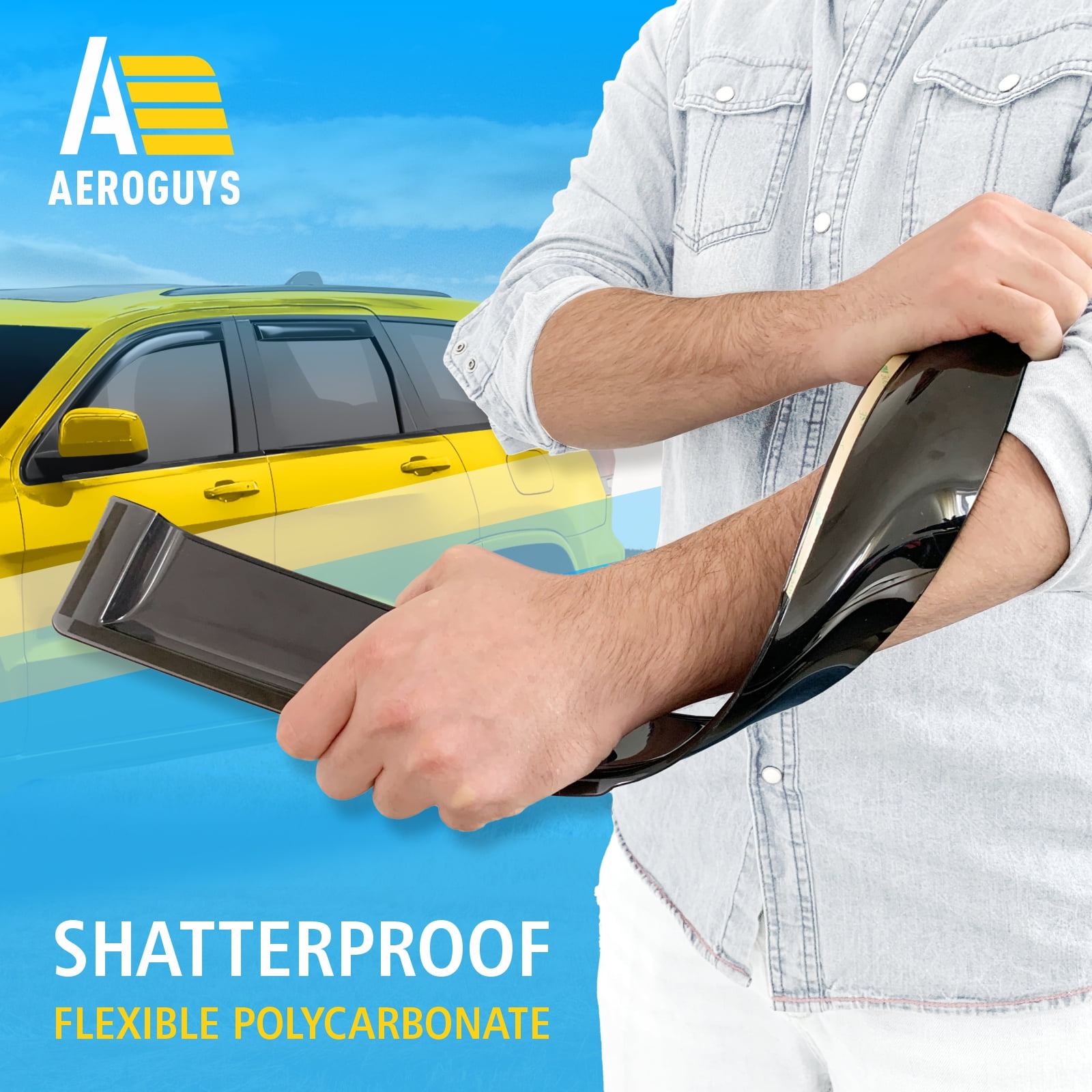 AEROGUYS in-Channel Window Deflectors Extra Durable Window Visors Rain Guards Fit for Jeep Grand Cherokee 2011-2021, Sun Visors, Wind Deflectors, Vent Visors, Car Accessories - 4pcs. AG0256