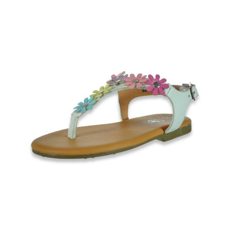 

Beverly Hills Polo Club Girls Rainbow T-Strap Sandals - white 8 toddler