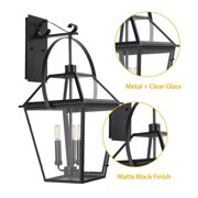 Anchorage Stunning Matte Black Outdoor Light Fixture with Candle-like Lights and Backplate Exterior Wall light