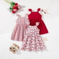 thumbnail image 2 of vigerkar Robes pour Filles Robe pour Tout-Petites Lot de 3 Robe Décontractée de Fête à Imprimé Robe Trapèze Robe d'Été (Vin, 3-4 Ans), 2 of 4