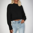 thumbnail image 2 of biudgviw Cropped Sweatshirts for Women Crew Neck Fleece Lined Pullover Long Sleeve Cute Crop Tops Going out Fall Clothes, 2 of 6