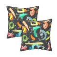 thumbnail image 1 of Housses de Coussin Décoratives en Velours Lot de 2, Housse de Coussin Carrée Douce avec Fermeture Éclair Invisible Impression de Notes Amusantes, 16"x16 Pouces, 1 of 6