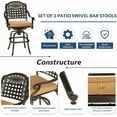 thumbnail image 3 of SOCIALCOMFY 5 Piece Patio Cast Aluminum Bar Dining Set, Outdoor Free-Rust Patio Bar Table & Chairs Set, Include 4 Swivel Bar Stool Chairs & 35.4" Bar Height Table W/ 2" Umbrella Hole for Deck Garden, 3 of 6