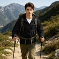 thumbnail image 2 of Sewkxo Men's Packable Rain Jacket Waterproof Lightweight Raincoat Rain Shell with Hood for Outdoor Hiking Golf Travel,Black XL, 2 of 8