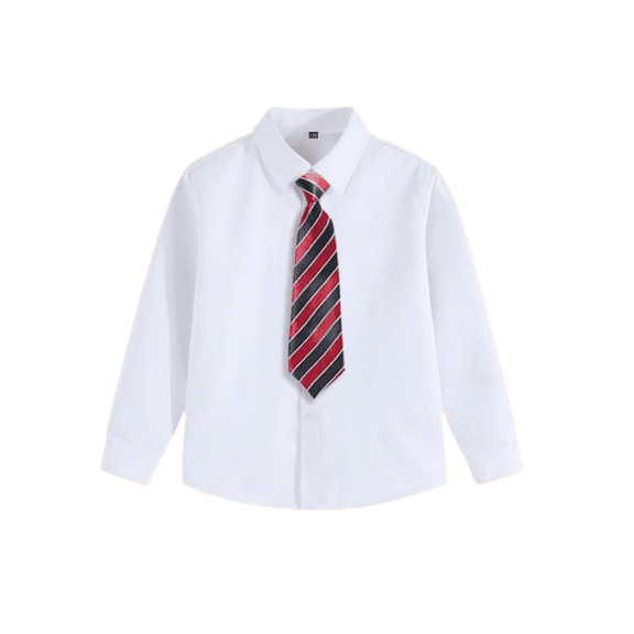 LYMAYTER 2-16Y Toddler Boys Long Sleeve Dress Shirts Kids Classic Solid Formal Casual Uniform Shirts