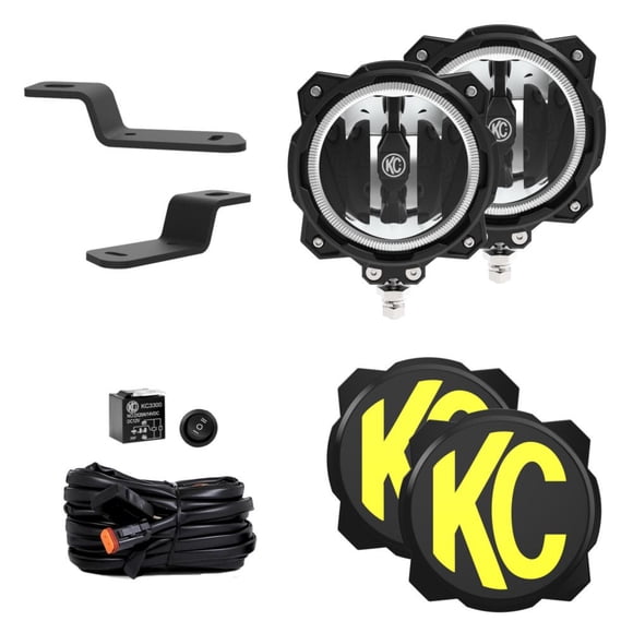 KC Hilites Driving/Fog Light 97160 Driving/Fog Light; Gravity Pro6; LED Bulb; 6 Inch Round; Wide-40 Beam; 2300 Raw Lumens Per Light; Clear Lens; Black Aluminum Alloy Housing; A-Pillar/Ditch Mount
