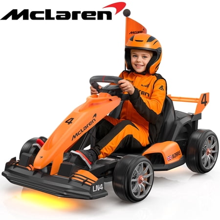 36V Electric Go Kart for Kids, McLaren Powered Drift Racing Go Cart W/ 500W Powerful Motor, 3 Levels Adjustable Seat, Kids Race Pedal Go Karting Car Rear Wheel Drive Ride on Car Toy for Boy Girl