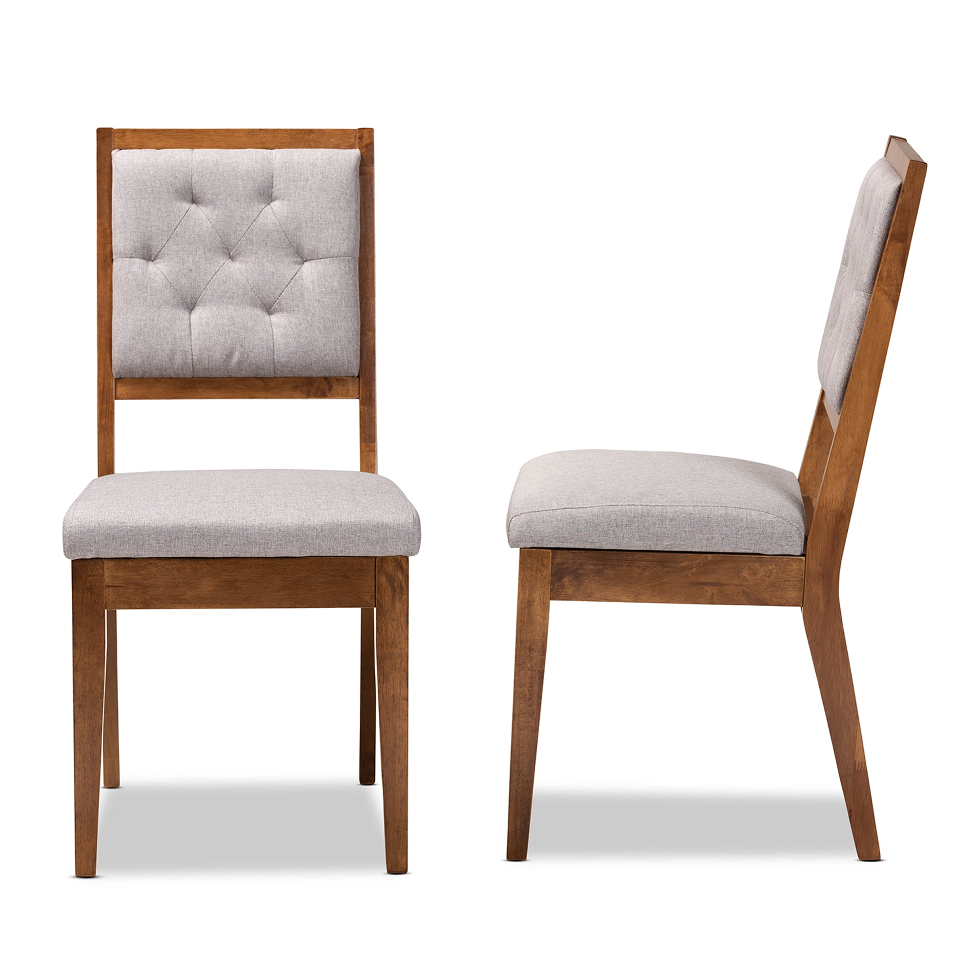 Baxton Studio Gideon Dining Chair, Set of 2, Grey and Walnut Brown