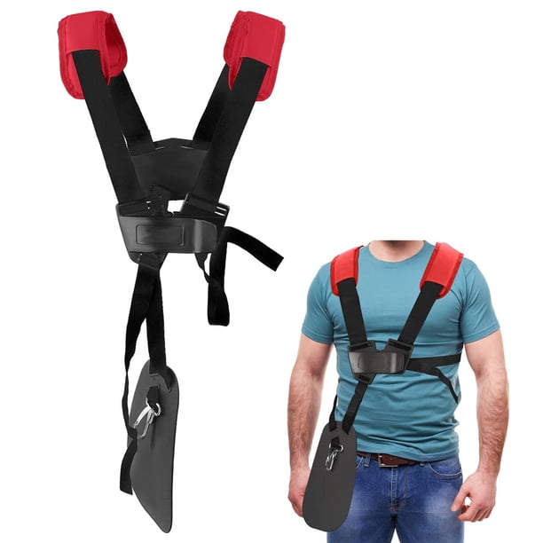 Correa de hombro para recortadora de doble botonadura: correa de arnés para cortacésped con cinturón de nailon duradero ajustable para desbrozadora o jardinería