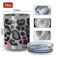 thumbnail image 3 of 12oz Tumblers Gray and Pink Of Leopard Print Vacuum Insulated Stainless Steel Travel Tumbler Cups Mug with Lid and Straw for Beer,Coffee,Beverages with Cleaning Brush for Cold & Hot Drinks, 3 of 5