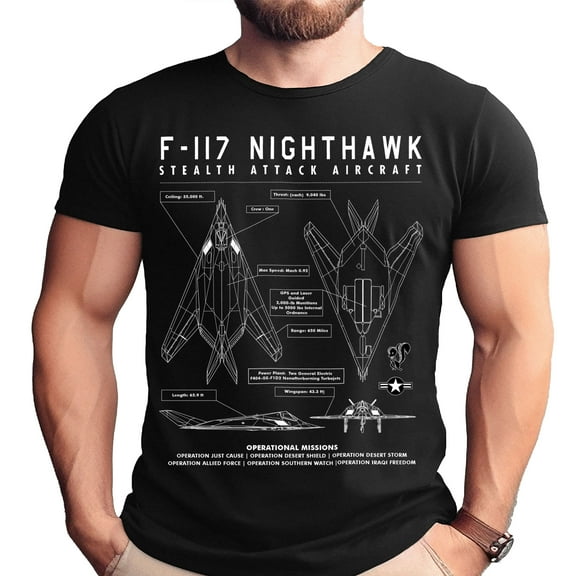 F-117 Nighthawk Detailed Schematic T-Shirt-Small