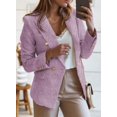 thumbnail image 5 of Womens Double Breasted Tweed Blazers Casual Long Sleeve Open Front Blazer Jackets Work Suits, 5 of 5