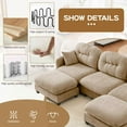 thumbnail image 6 of FFH 74" Loveseat with Ottoman, Comfy Cloud Couch, Chenille Sleeper Sofa, Tufted Deep Seat Sofa with Throw Pillows, Modern Modular Sectional Sofa for Living Room, Camel, 6 of 17