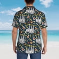 thumbnail image 6 of Balery Cute Sloth Print Men's Hawaiian Shirts Short Sleeve Beach Shirt Relaxed Fit Vacation Button Down Shirts-, 6 of 9