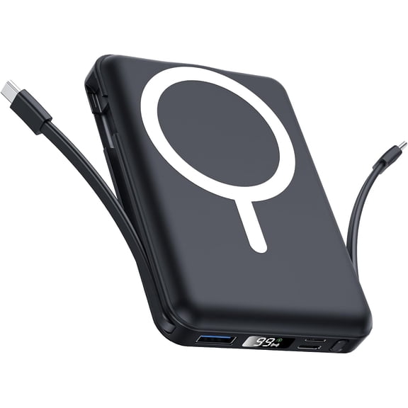 for Magsafe Portable Charger - 10000mAh Battery Pack with USB-C Cable and PD 20W USB C Fast Charging LED Display, Magnetic Wireless Power Bank iPhone 17/16/15/14/13/12/Pro/Pro Max