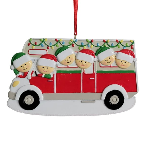 RV Family Of 6 Christmas Resin Ornament