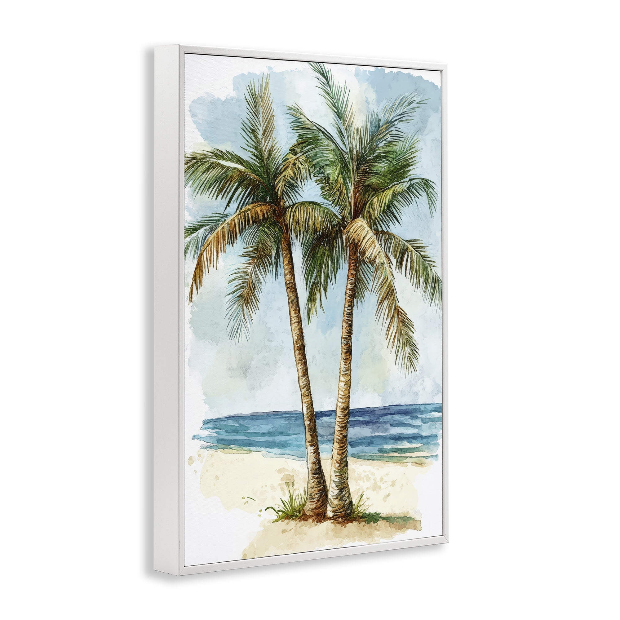 Stupell Industries Illustrated Palm Tree Duo White Framed Giclee Art, design by Petal Prints Design