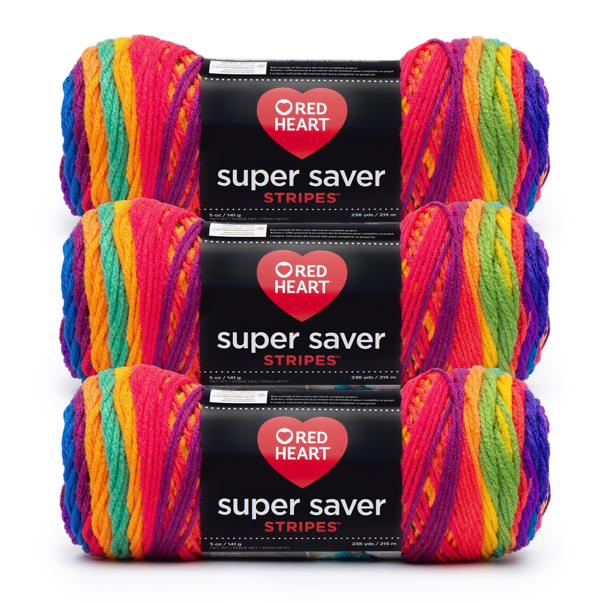 Red Heart Super Saver Yarn, Favorite Stripe, Multipack of 6