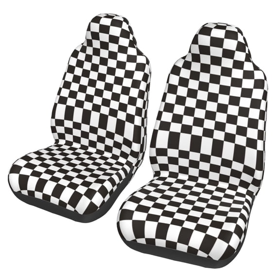 Xecao Black and White Checkerboard Print Car Seat Cover in That Fits Most Cars, Vans, SUVs, and Trucks.