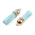 thumbnail image 2 of 200 pc Suede Tassel Pendant Decorations with CCB Plastic Cord Ends Light Gold Pale Turquoise 33~35x10mm Hole: 2.5mm, 2 of 3