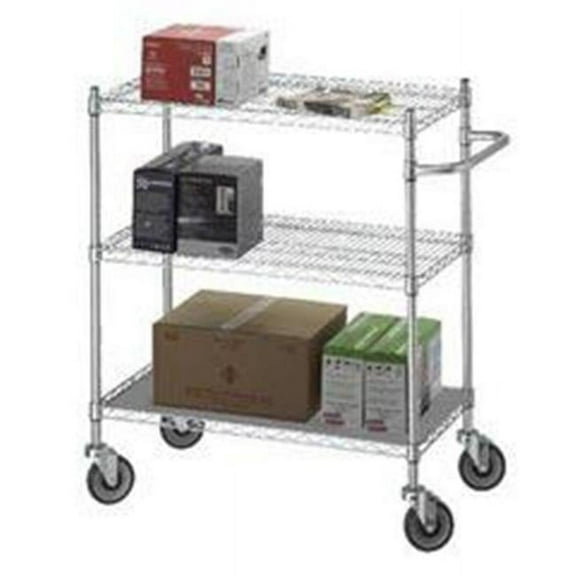 R&B Wire UC1836SOL 18 in. x 36 in. x 42 in. Utility Linen Cart with Solid Bottom 16 Gauge Chrome Plated Shelf