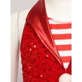 thumbnail image 7 of TiaoBug Kids Girls Christmas Candy Cane Sequined Dance Jumpsuits Gymnastics Dance Performance Unitard Red 12, 7 of 7