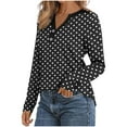thumbnail image 4 of Olyvenn Long Sleeve Fall Fashion Blouses and Tops for Women Dressy Casual Cute Polka Dot Print V Neck T-Shirts Office Wear Black L, 4 of 5