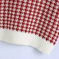 thumbnail image 5 of Sksloeg Womens Sleeveless Sweater Houndstooth Knitted Sleeveless Sweater Preppy Style Vintage Knitwear Top,Hot Pink XXXL, 5 of 6