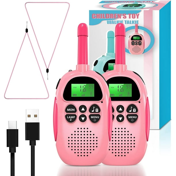 Talkie-walkie pour enfants, Jouets 3-12 ans Talkie-walkie rechargeable avec  radio 16 canaux 2 canaux et lampe de poche Rouge 