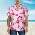 thumbnail image 5 of Uemuo Breast Cancer Ribbons Awareness Printed Regular Fit Short Sleeve Casual Hawaiian Shirt for Men,Aloha shirt,Tropical shirt,Floral print shirt,Vacation Beach shirt-Medium, 5 of 9