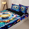 thumbnail image 3 of Castle Fairy Soccer Sport Zipper Twin Comforter Sets with Fitted Sheet and 2 Pillowcases, Futuristic Cubes Zipper Bedding Set, Blue Orange Black,4-Piece,Black Reversible, 3 of 6