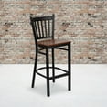 thumbnail image 4 of HERCULES Series Black Vertical Back Metal Restaurant Barstool - Cherry Wood Seat, 4 of 6
