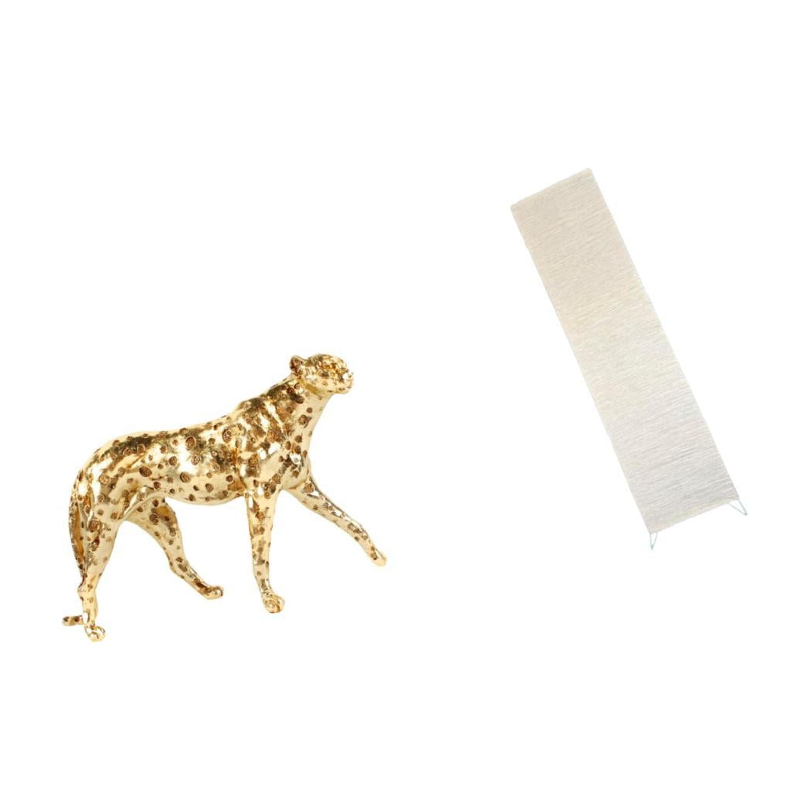 Cheetah Figurine Gold Sculpture Paper Floor Lamp Shade Resin Material for Living Room Office Desktop Decor