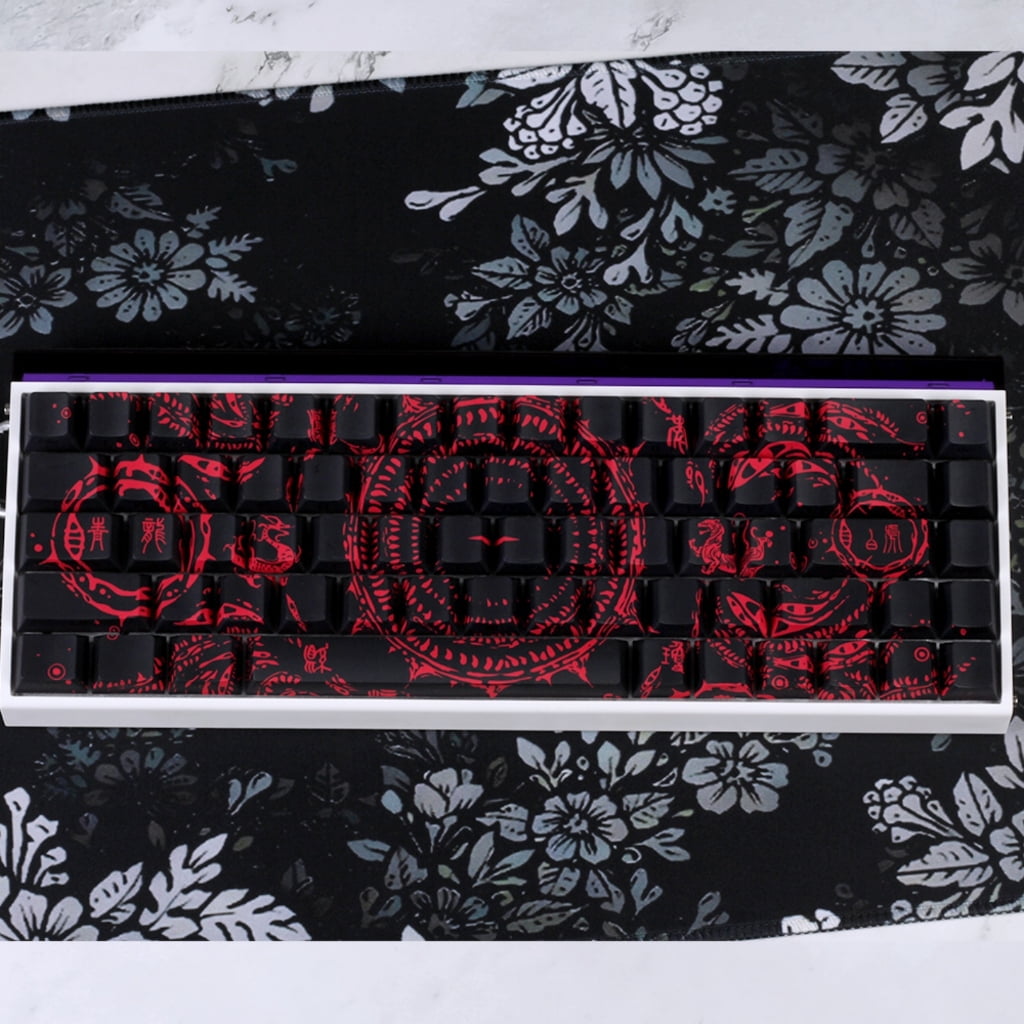 Side Printed Keycaps Intricate Pattern Theme for 60% 68% Mechanical Keyboards Heat Sublimation Printing