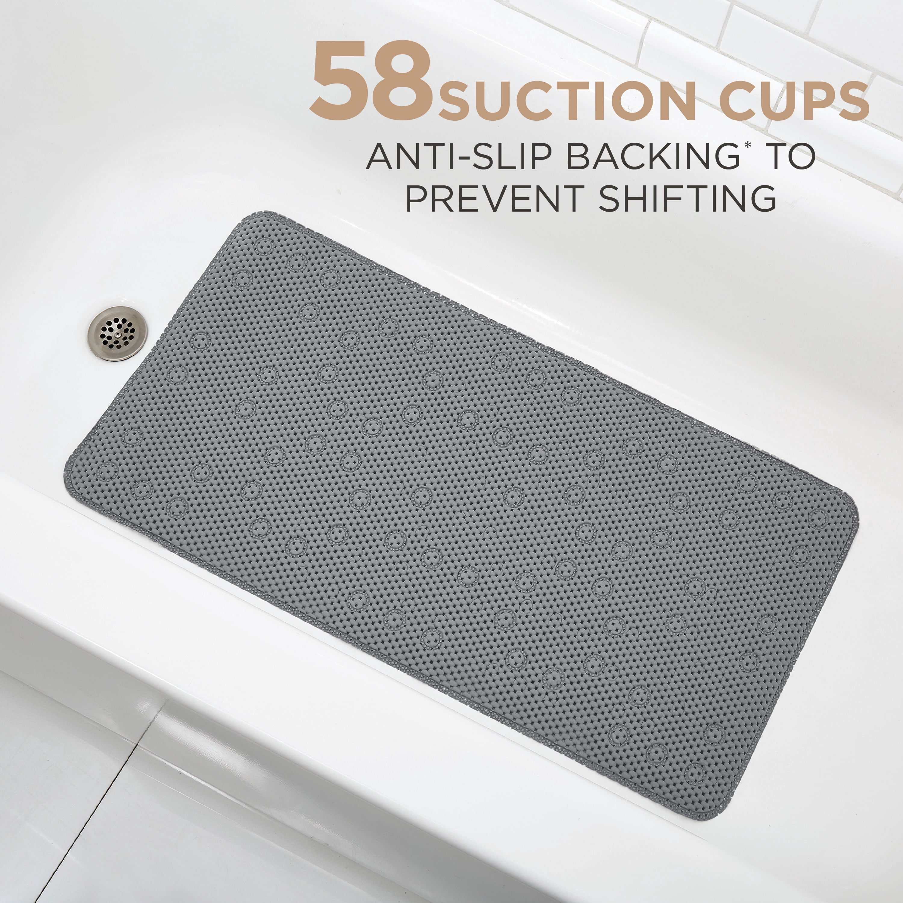 Bath Bliss Extra Long Cushioned Bath Mat in Dark Grey