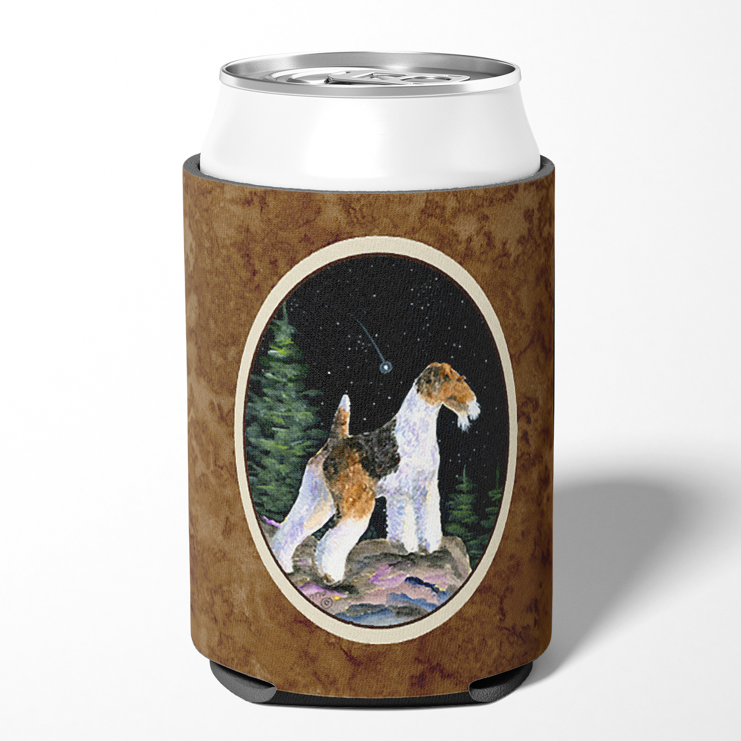 Carolines Treasures SS8500CC Starry Night Fox Terrier Can or Bottle Hugger Can Hugger multicolor