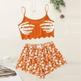 thumbnail image 6 of CAUYDY Halloween Pajamas Women Cute Printed Top and High Waist Shorts Plus Size Pajama Set Funny Skeleton Sleepwear(Orange,XXL), 6 of 6