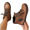 thumbnail image 4 of Xfvqtps Ankle Boots for Women Fashion Winter Casual Comfortable Lace up Front with Side Zipper Closure Flat Booties Faux Leather High Top Sneaker Boots, 4 of 9
