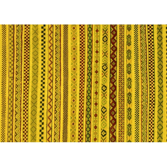 Ahgly Company Machine Washable Indoor Rectangle Abstract Yellow Modern Area Rugs, 4' x 6'
