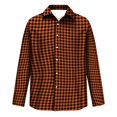 thumbnail image 5 of Button Up Shirt Men Long Sleeve Plaid Shirts Casual Collared Shirt Basic Fit Gingham Top Orange XL, 5 of 6