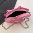 thumbnail image 2 of Bolso de mano de cuero de PU Bolso de mano con asa superior Mujeres Cremallera Satchel sólido Rosa, 2 of 9