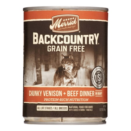 Merrick Backcountry Grain-Free Chunky Venison + Beef Dinner Wet Dog Food, 12.7