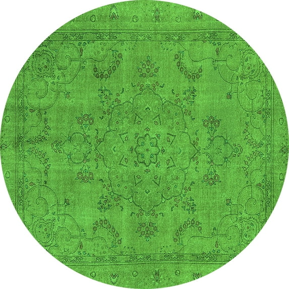 Ahgly Company Indoor Round Oriental Green Industrial Area Rugs, 3' Round